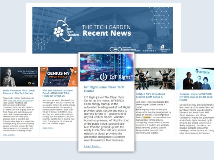 IoT Right joins The Clean Tech Center as the newest NYSERDA clean energy startup!